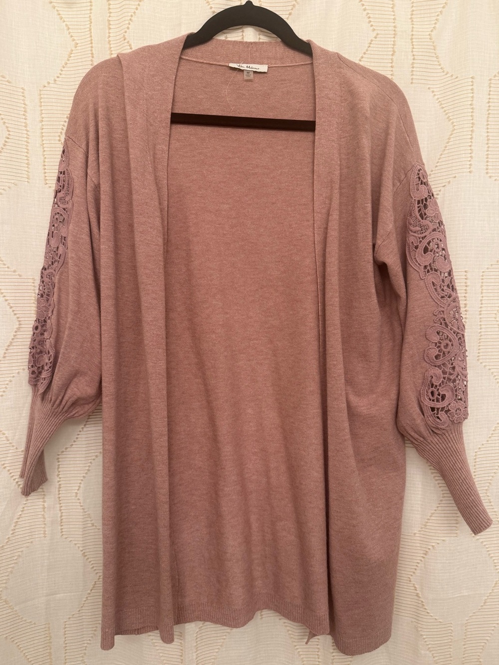 Vila Milano Dusty Rose Open-Front Lace Sleeve Cardigan